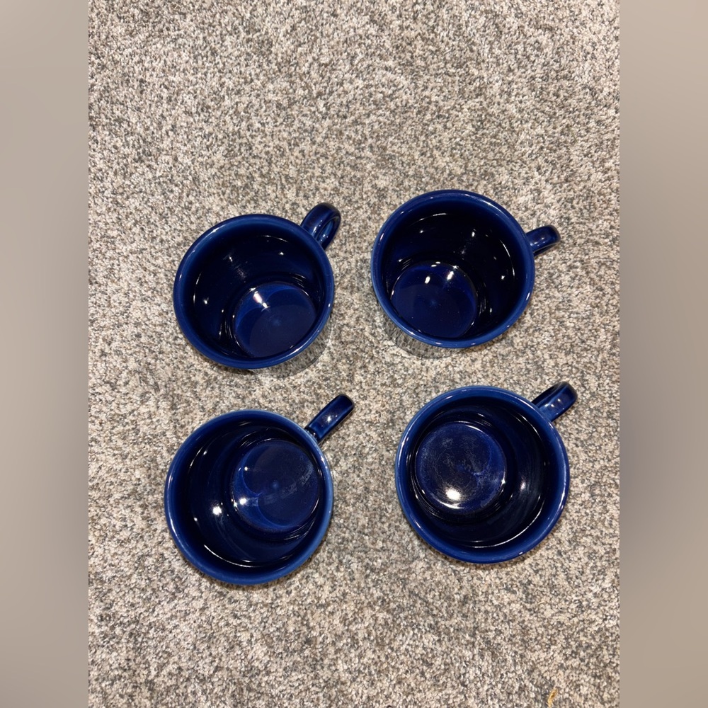 Set of 4 Vintage Homer Laughlin Fiesta Coffee Mugs/Tea Cups in Navy Blue, 1990s - Picture 13 of 14